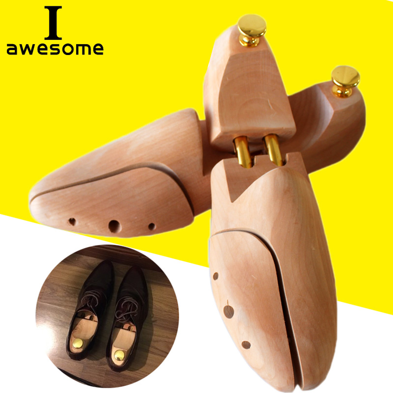 1 par de árboles de zapatos ajustables de madera para hombres y mujeres, soporte de zapato sólido de primavera, perilla de Metal, moldeador de árbol de zapatos, moldeador de camilla de zapato