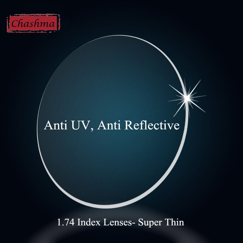 Chashma Anti Blue Ray-lenzen op sterkte 1,74 index optisch glas voor de ogen Dunste anti-reflecterende lens Lichtgewicht bril
