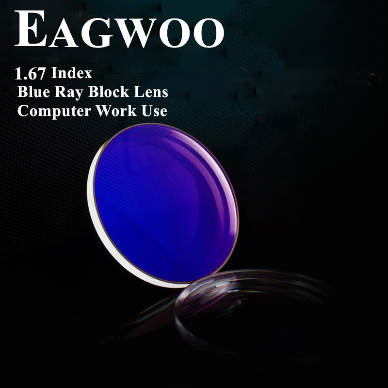 1.67 Index Super Thin Aspheric Blu Ray Block UV400 for Computer Use Anti Radiation Resin Optical Prescription Lenses Myopia