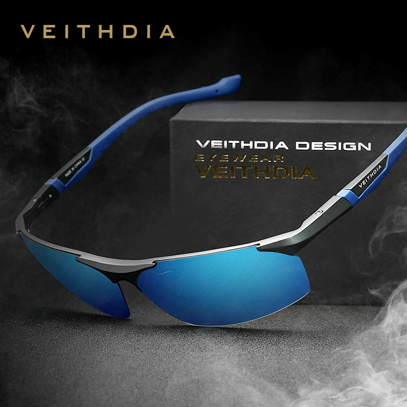 Occhiali da sole da uomo VEITHDIA alluminio magnesio polarizzato rivestimento blu specchio occhiali da sole accessori per occhiali da uomo all'aperto 6589