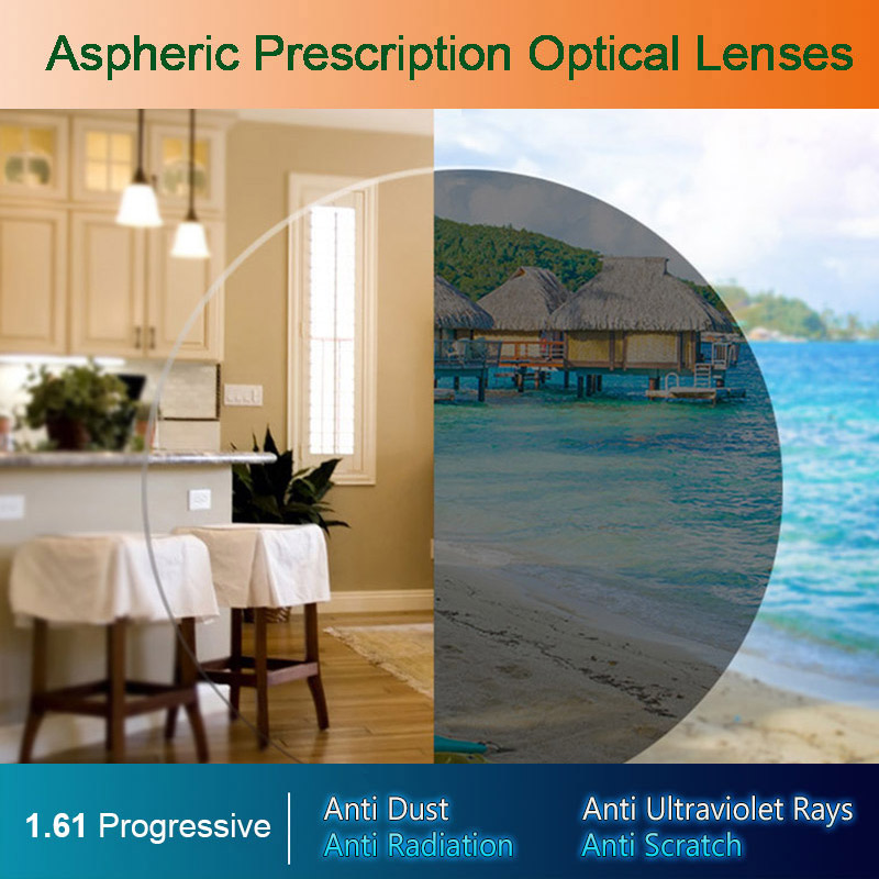 1.61 Lensa Resep Optik Aspheric Progresif Bentuk Bebas Fotochromic Kinerja Perubahan Lapisan Warna Cepat dan Dalam