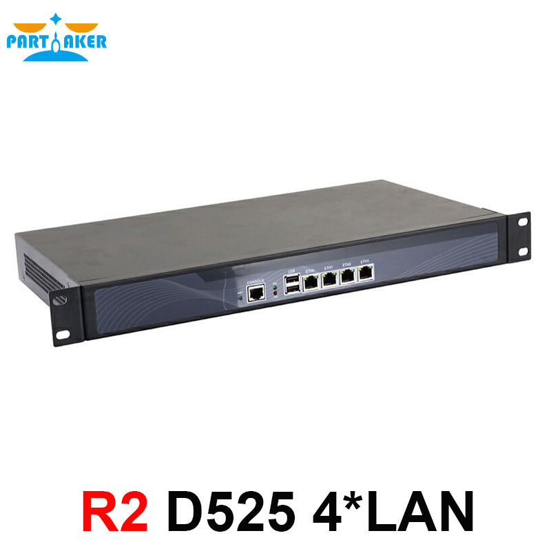 Сервер брандмауэра Partaker R2 1U Intel D525 4xGbE LAN 2 ГБ ОЗУ 32 ГБ SSD pfSense Маршрутизатор PCI-E Сетевой охранный прибор