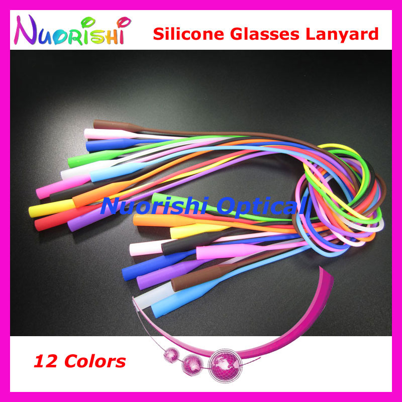 100 pcs L609 12 warna desain kepala bulat kualitas tinggi elastis silikon Anti Slip kacamata kacamata, Panjang tali Lanyard Shipp gratis