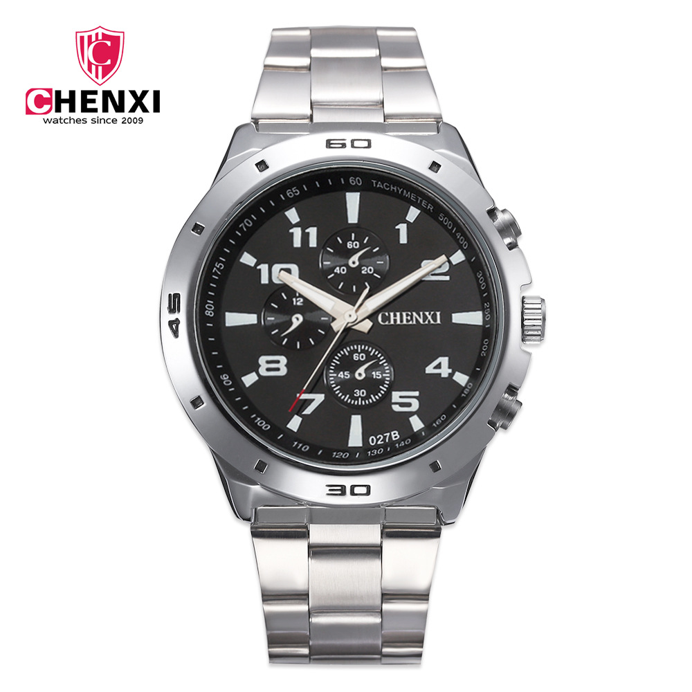 CHENXI-Reloj de pulsera de cuarzo para hombre, cronógrafo informal de acero inoxidable, resistente al agua, marca de moda, de lujo, regalo