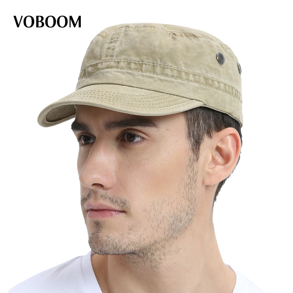 Военная кепка VOBOOM, мужская потертая хлопковая модная дизайнерская плоская бейсболка, армейская кепка с регулируемым воздушным отверстием