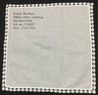 Lenço de algodão branco para mulheres, lenço nupcial de casamento, lenço bordado vintage, conjunto de moda de 12x12 in