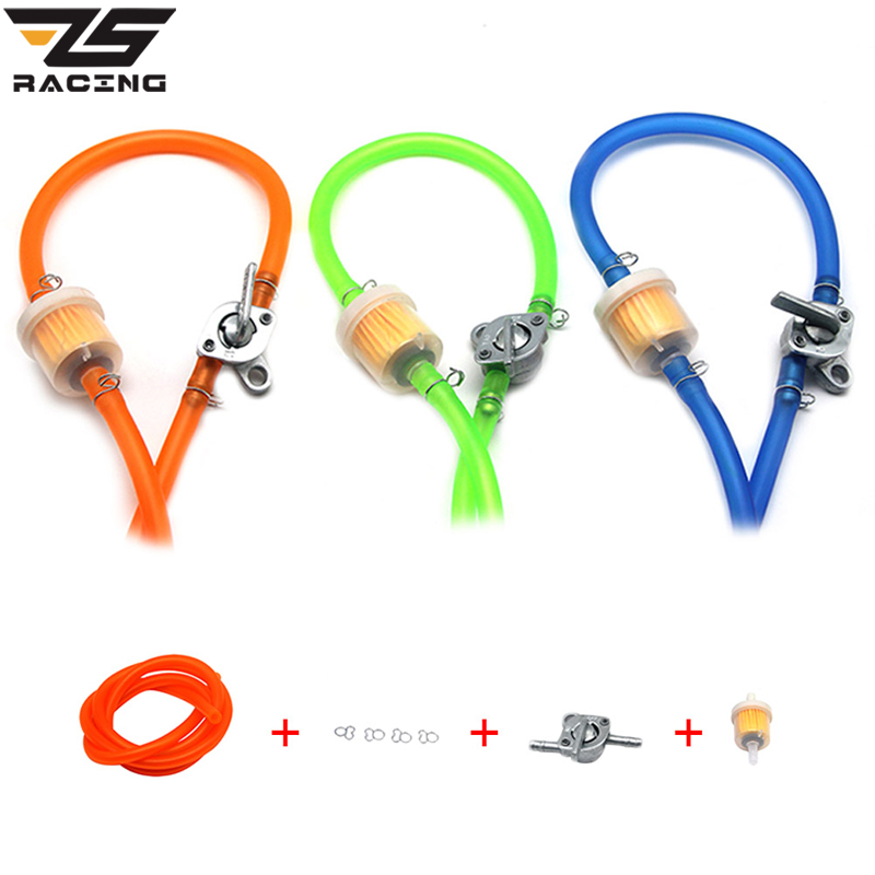 ZS Racing Универсальный 6 мм мотоциклетный бензиновый топливный кран, встроенный кран, переключатель 1 м, топливный шланг + 1 масляный фильтр + 4 зажима
