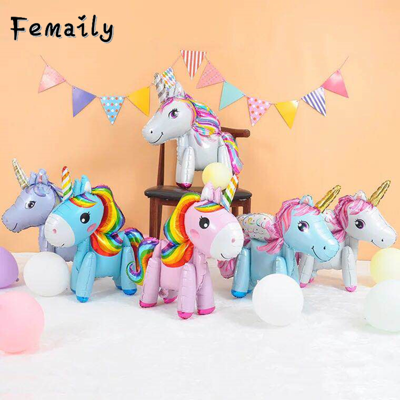 Ballons licorne arc-en-ciel en feuille, 57cm, 1 pièce, décoration de fête, pour anniversaire, cadeaux de fête prénatale, pour fille et garçon