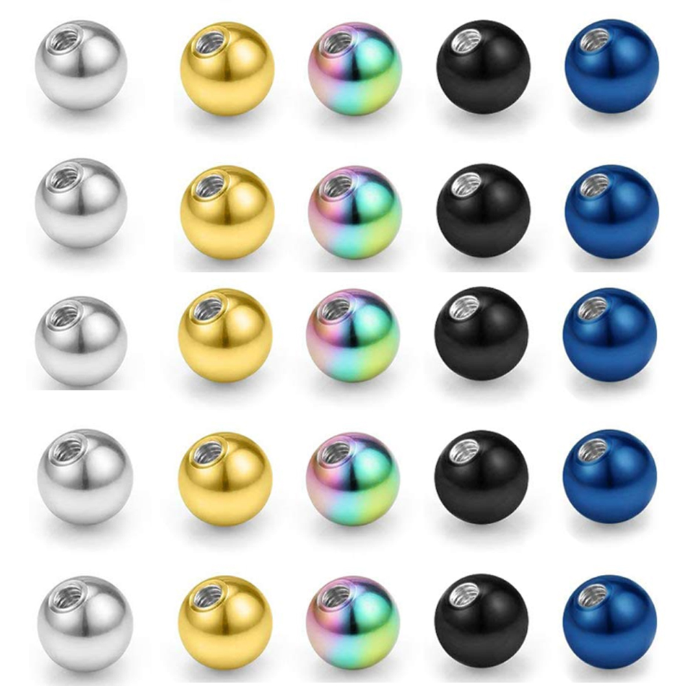 10 pz Colori Della Miscela Acciaio Chirurgico Sostituzione Sfere Perlina Labbro Sopracciglio Lingua Orecchio Trago Pancia Body Piercing Gioielli 14g/16g 3mm-5mm