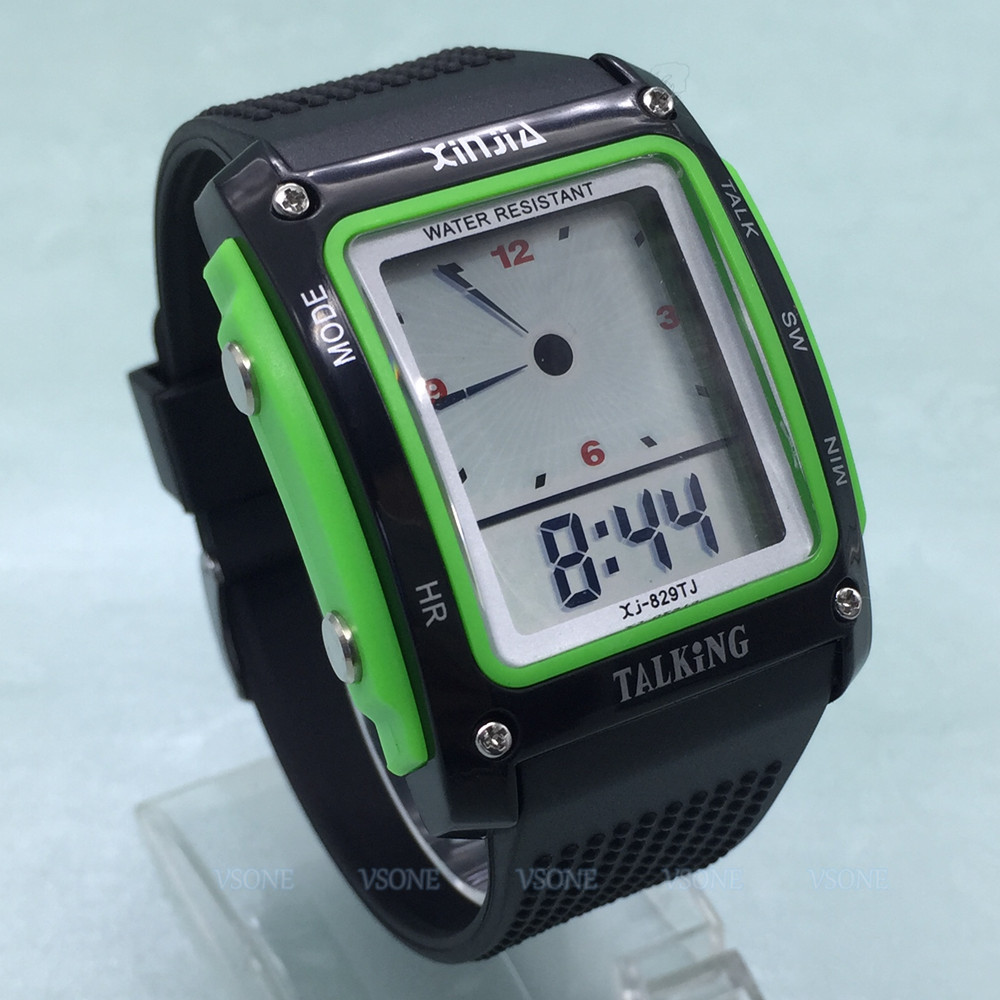 Reloj de pulsera deportivo electrónico para personas mayores y ciegas, esfera rectangular, reloj parlante italiano, 829TI