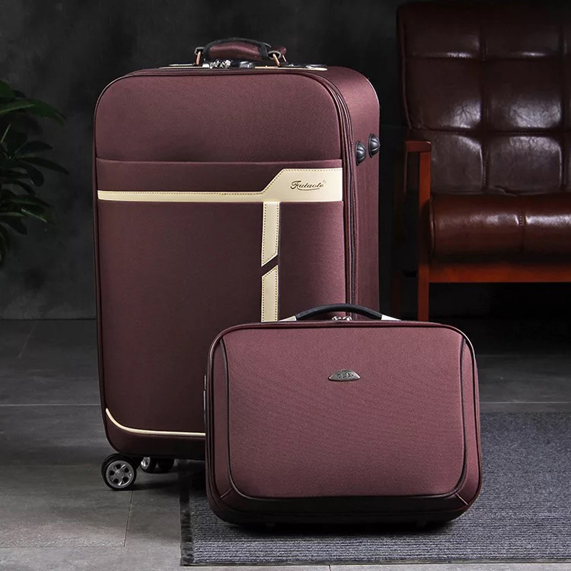 20 "24" Polegada men & women travel bagagem conjunto trole mala de embarque marca saco de bagagem de rolamento sobre rodas com bolsa