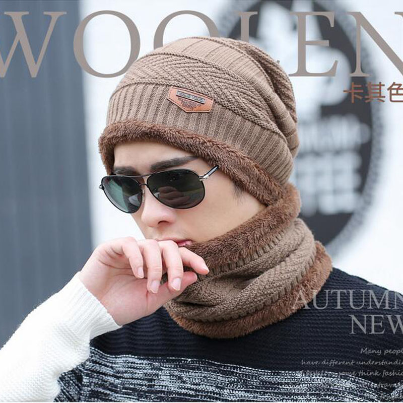 Winter Beanie Hat Voor Mannen Gebreide Muts Winter Cap Beanie Vrouwen Dikke Wollen Sjaal Cap Balaclava Masker Motorkap Hoeden set