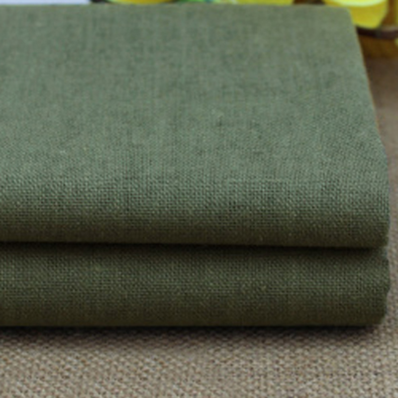 Tela de lino y algodón verde militar, tela de 100x140cm, Material para manualidades de retazos, cortinas para bolsos y muñecas
