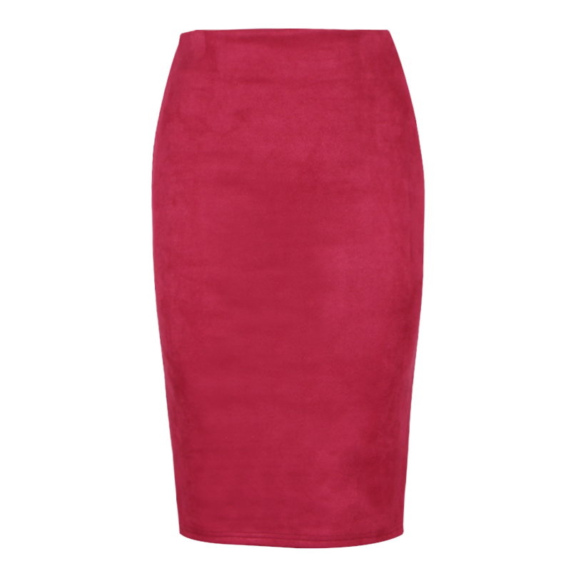 High Street Frauen Wildleder Multi Farbe Bleistift Midi Rock Weiblichen Frühling Sommer Grundlegende Rohr Bodycon Röcke Saia