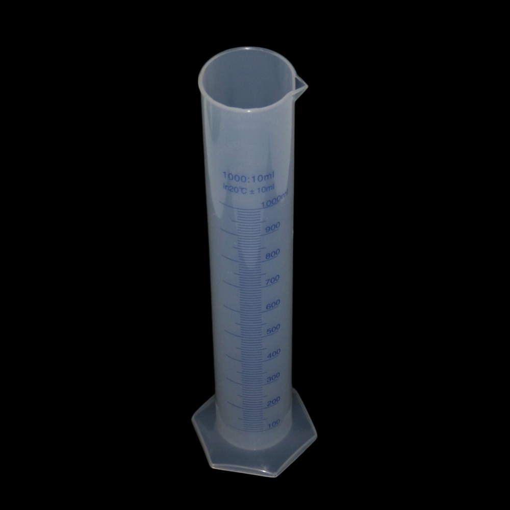 Cilindro medidor de plástico translúcido de 1000ml para suministros de laboratorio, herramientas de laboratorio, herramientas de cilindro de medición graduadas