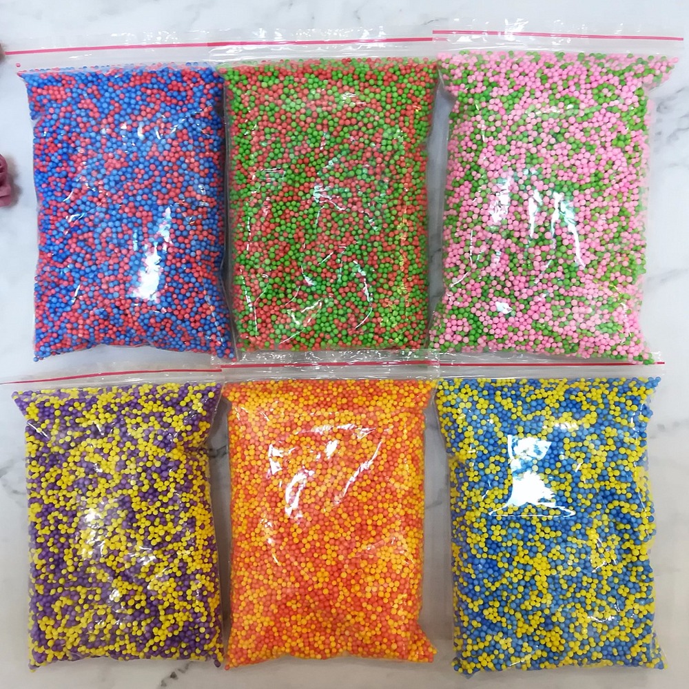 15G/Casing Berbulu Lembut Salju Lumpur Lendir Bola Kecil Kecil Busa Manik-manik untuk Floam Pengisi Buah Slice dengan Lendir Alat untuk Slime