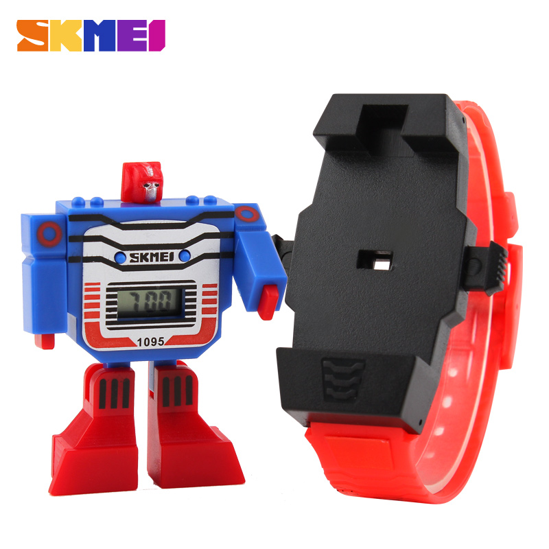 SKMEI แฟชั่นนาฬิกาเด็กดิจิตอลวันที่การ์ตูนเด็กกีฬานาฬิกา Relogio หุ่นยนต์ Transformation นาฬิกาข้อมือเด็ก 1095