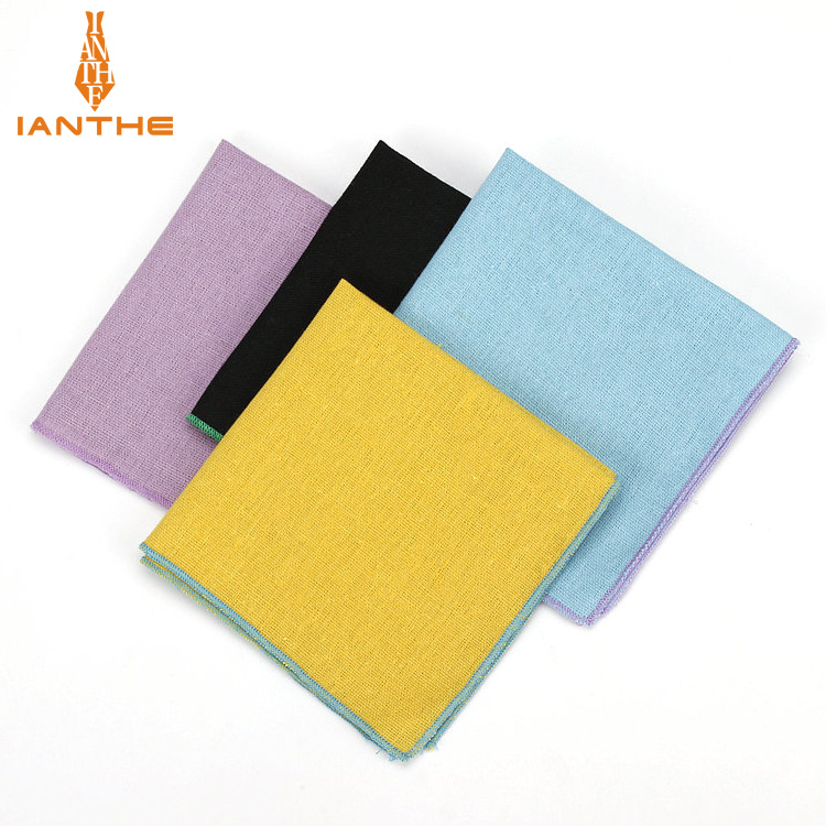 Novo lenço de toalha de bolso masculino, lenço de linho de cor sólida, vestimenta para casamento, banquete, lenço de linho clássico, quadrado