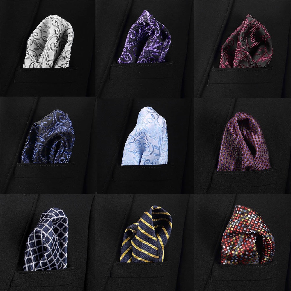 Vangise Mens Pocket Squares 솔리드 패턴 블루 손수건 패션 Hanky ​​남성용 비즈니스 정장 액세서리 22cm * 22cm