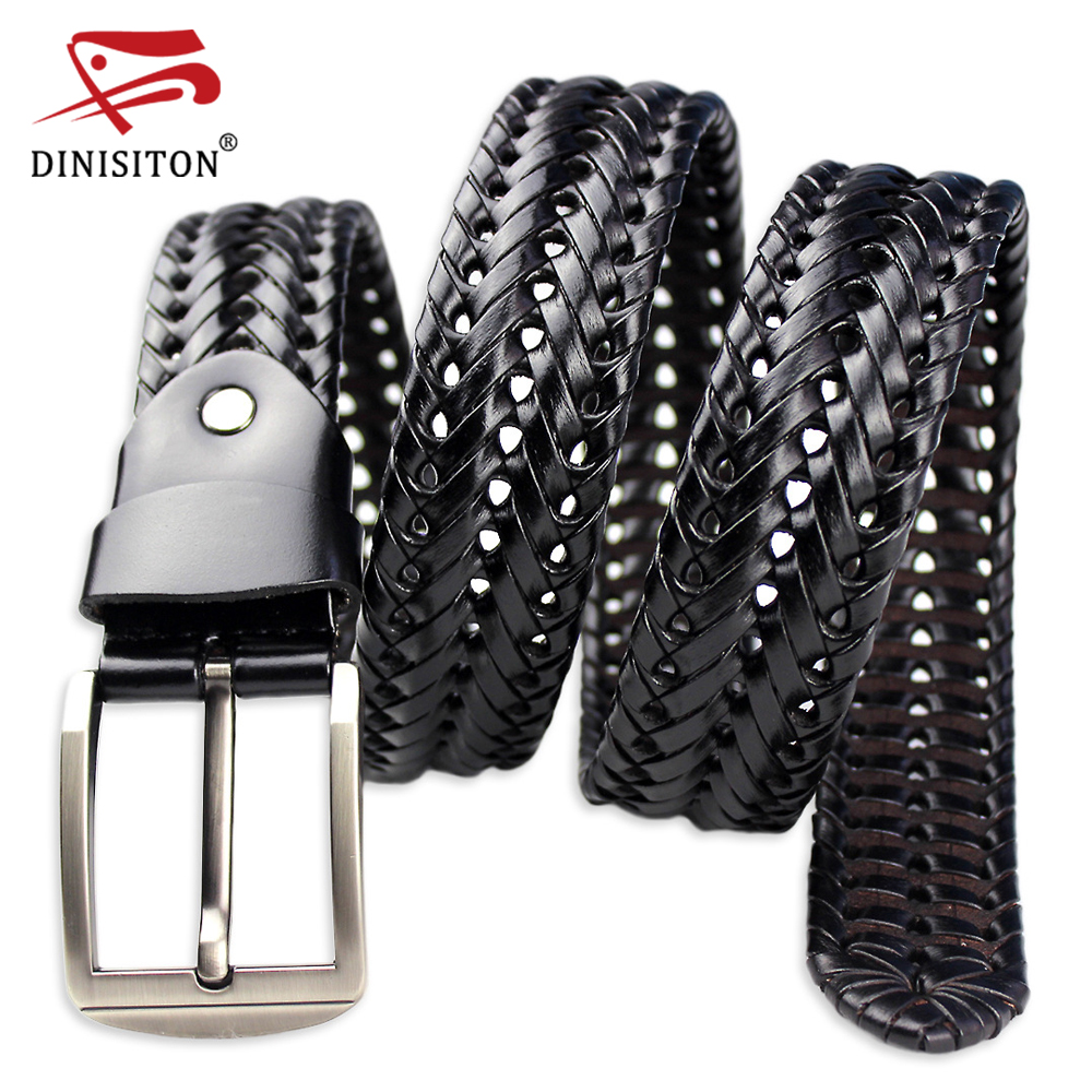 DINISITON geflochtene leder gürtel Für Männer der Gürtel 4,0 CM Breite Luxus Echtem Leder Kuh Straps Hand Gestrickte Designer Strap BZ201