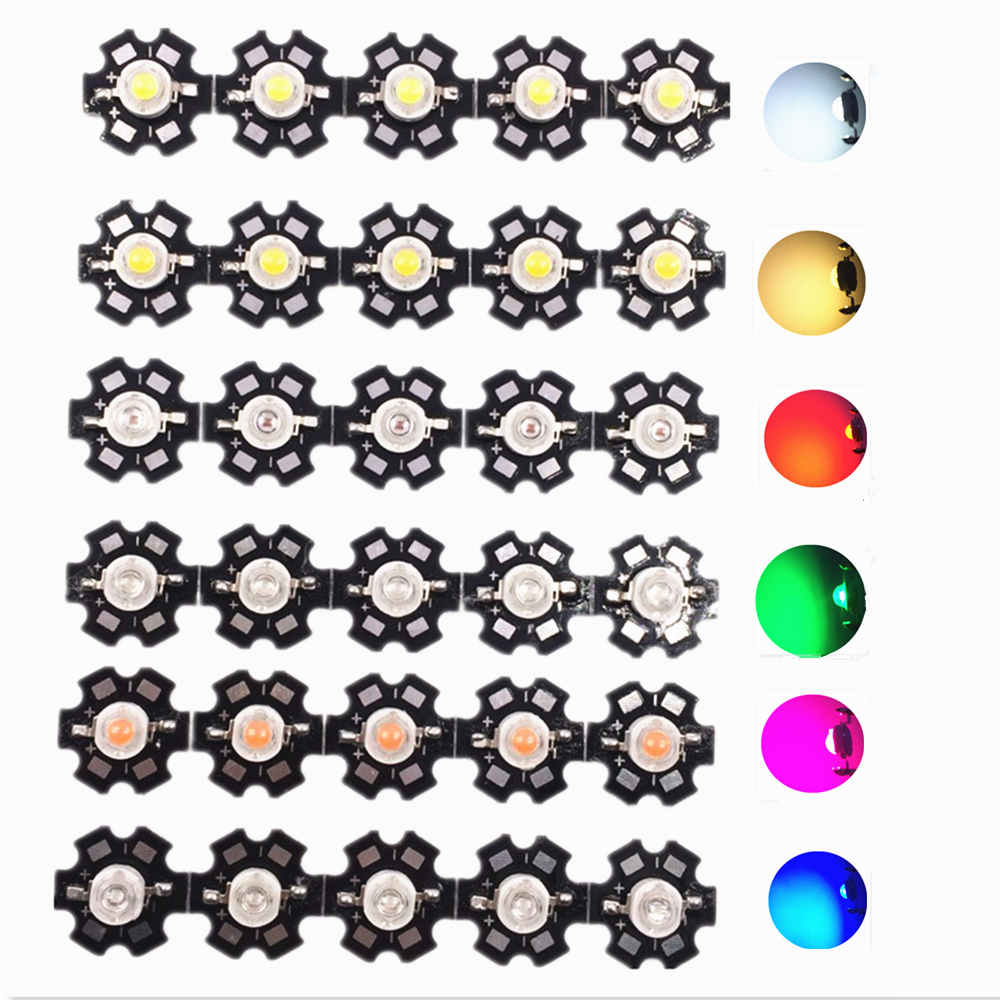 Hot 10 Chiếc/Bộ 50/100 Viên 1W 3W Cao Cấp Trắng Ấm/Trắng Mát/Tự Nhiên Màu Trắng/Đỏ/Xanh Lá/Xanh Dương/Xanh Dương LED 20Mm Sao Pcb
