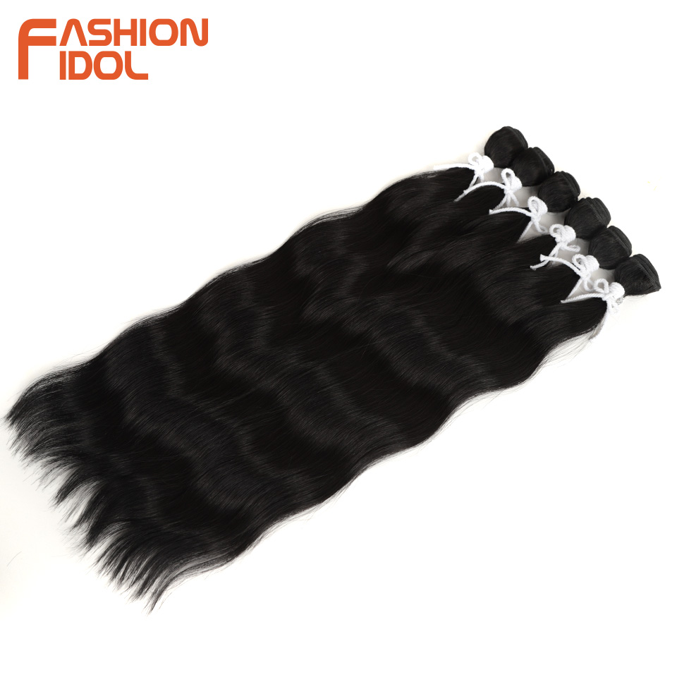 Moda ídolo 6 pçs pacotes de cabelo onda de água extensões de cabelo sintético 20 polegada ombre loira cabelo falso tecer onda do corpo fibra cabelo