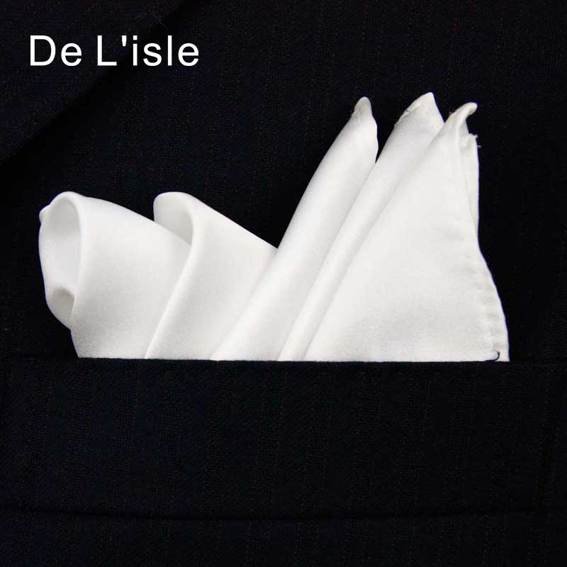 100% seda natural artesanal clássico lenço de bolso branco lenço quadrado de bolso com caixa de presente