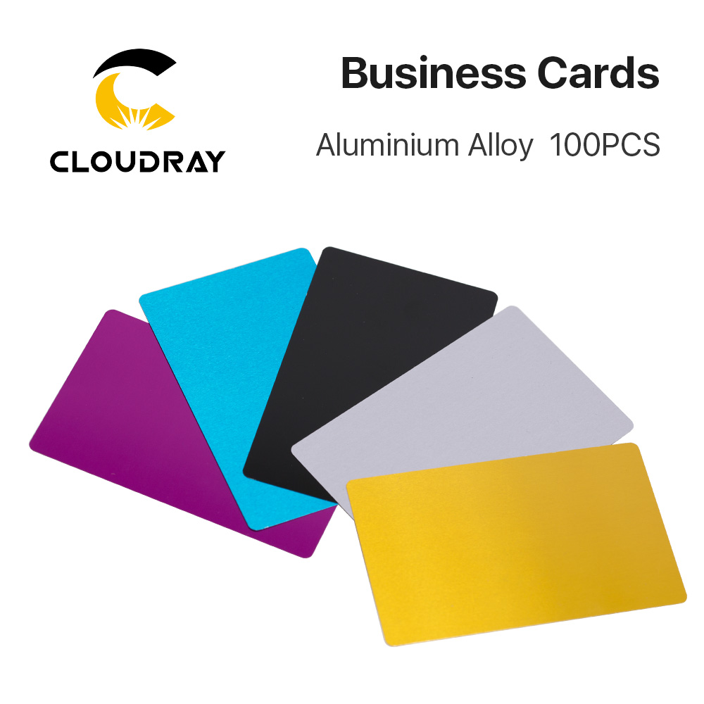 Cloudray 100 개/몫 비즈니스 이름 카드 레이저 마킹 기계에 대 한 여러 가지 빛깔의 알루미늄 합금 금속 시트 테스트 재료