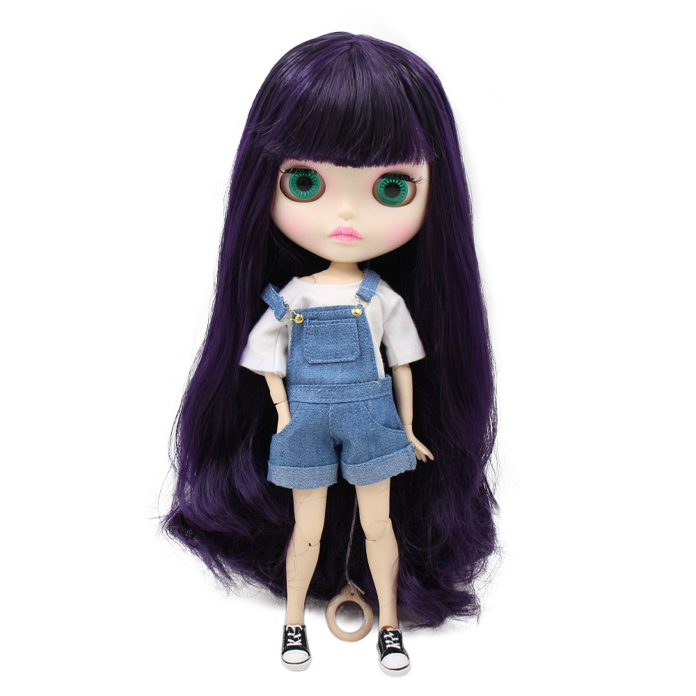 ICY DBS Blyth poupée bjd corps articulé peau blanche nouvelle plaque frontale visage mat BL169 cheveux violets 30 cm