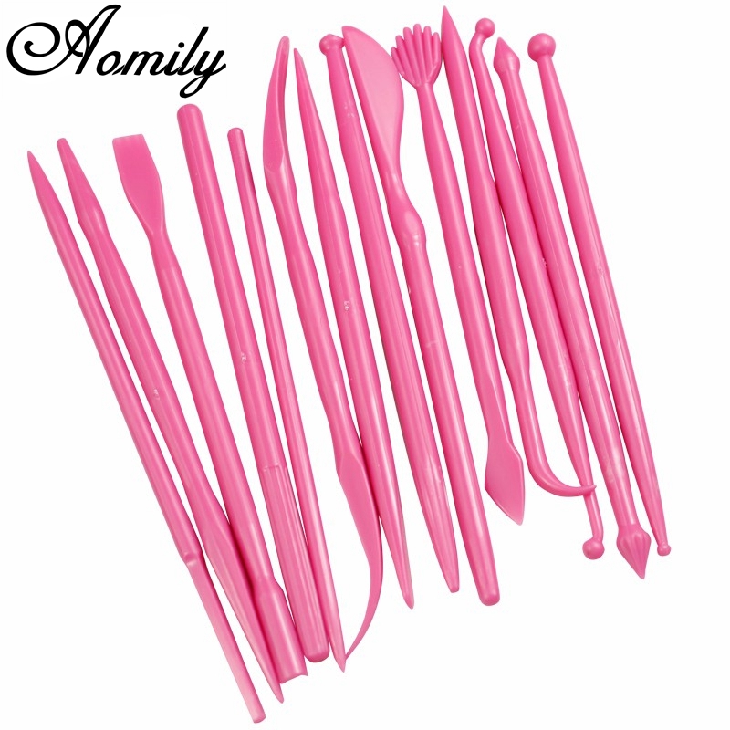 Aomily 14 pz/set Scultura Zucchero Modellazione Taglierina Più Liscia Argilla Polimerica Stampo Fondente Fiore Gum Pasta Decorazione Penna Kit di Strumenti