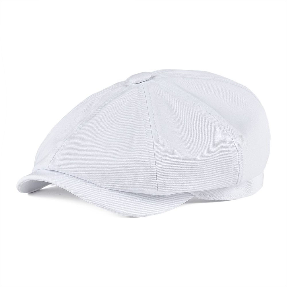 Gorra BOTVELA Newsboy, sombrero de algodón de sarga blanca para hombre, gorras de panadero para mujer y niño, tocado grande Retro, sombrero grande, boina de Cabbie Apple para conductor