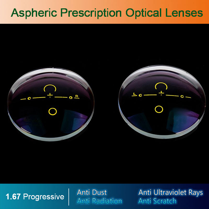 1.67 Gafas ópticas asféricas progresivas digitales de forma libre Gafas graduadas Lentes ópticas