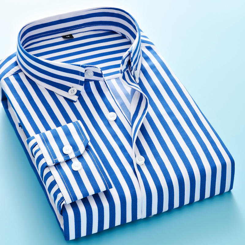 2024 herren Business Casual Langarm-shirt Männer M-5XL Plus Größe Hemd Klassische Gestreifte Männliche Sozialen Kleid Shirts outwear