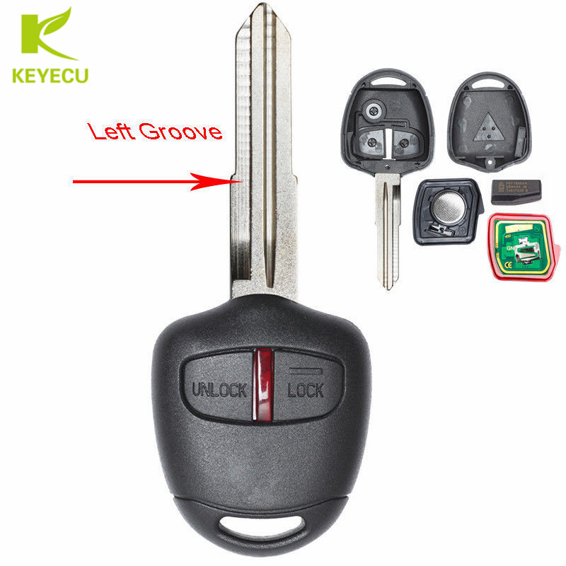 KEYECU Kunci Remote Baru 2 Tombol 433MHz untuk Mitsubishi Pajero 2007-2012 G8D-571M-A Pisau Kiri Belum Terpotong