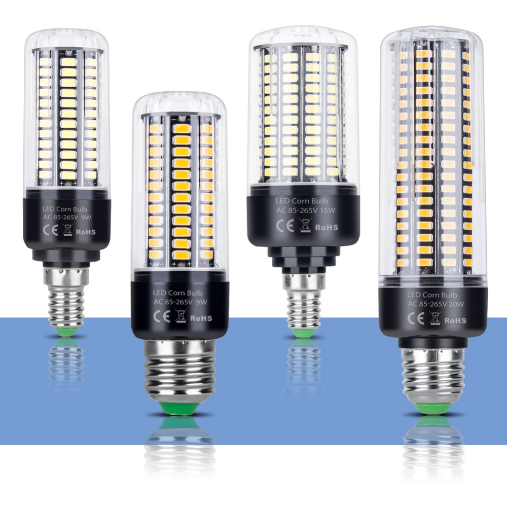 E14 Bóng Đèn LED Ngô Đèn E27 220V LED Ngô Bóng Đèn 110V Lampada Led Bombillas 5736 Ampoule AC85 ~ 265V 3.5W 5W 7W 9W 12W 15W 20W