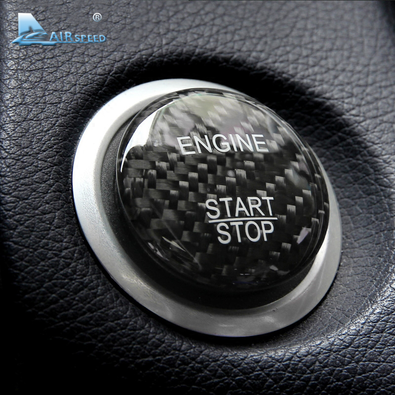 Penutup Trim tombol Start mesin mobil serat karbon keras asli untuk Mercedes Benz C Kelas W205 W176 W246 C117 GLC X253 AMG ML GLE