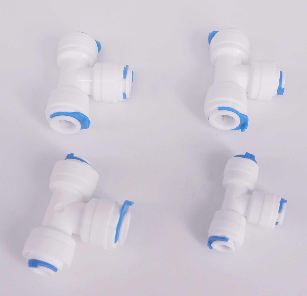 Ajuste para 1/4 "3/8" OD tubo Tee 3 vías reductor igual conector Pushfit montaje acuario ósmosis inversa RO sistema dispensador de agua
