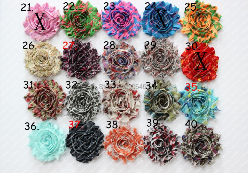 Flores de gasa deshilachadas, 2,5 ", estampado elegante, 200 unids/lote