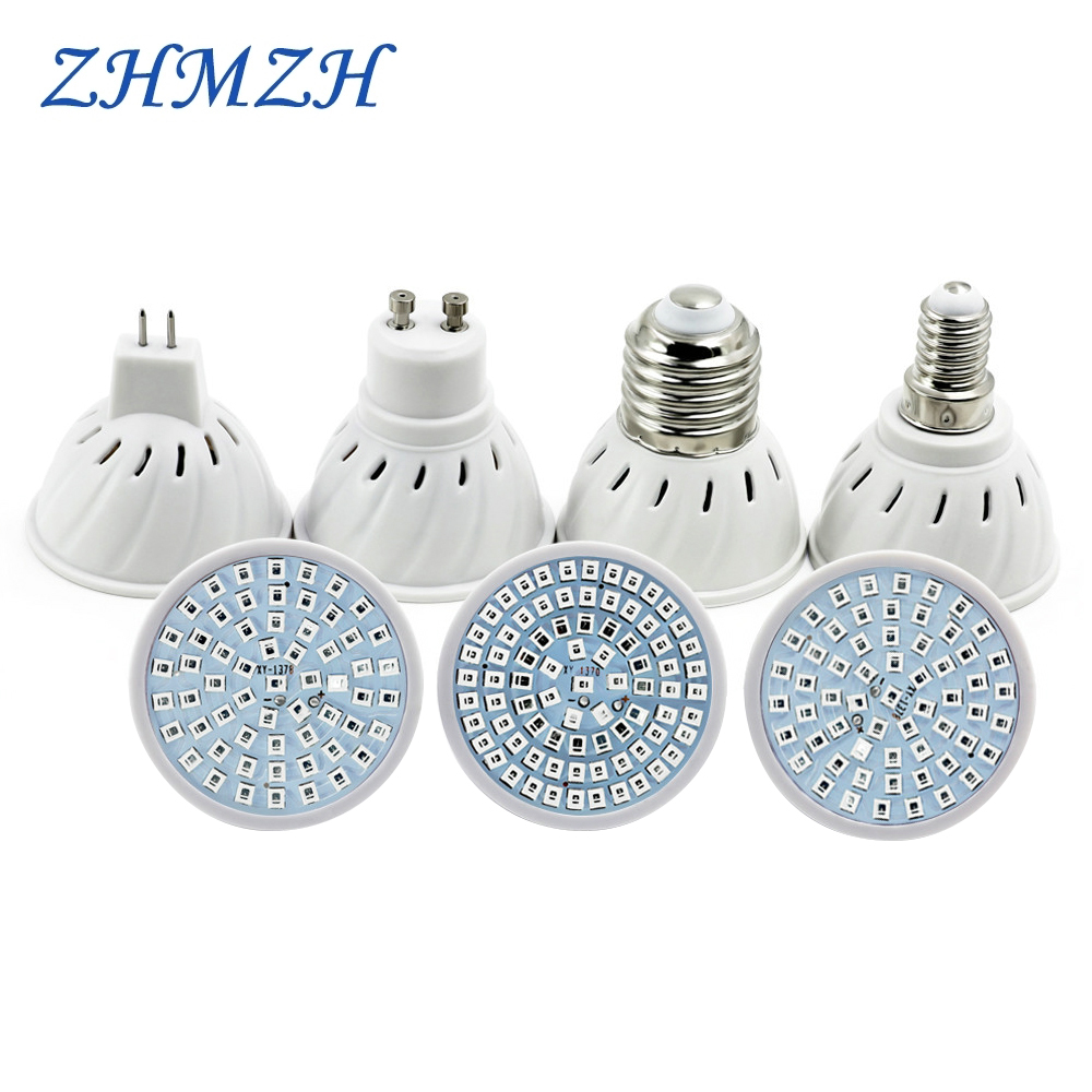 220V 110V LED Pflanzenwachstumslichter E27 E14 MR16 GU10 Wachstumslampe 60LEDs 80LEDs Wachstumslampen Vollspektrum für Innengarten