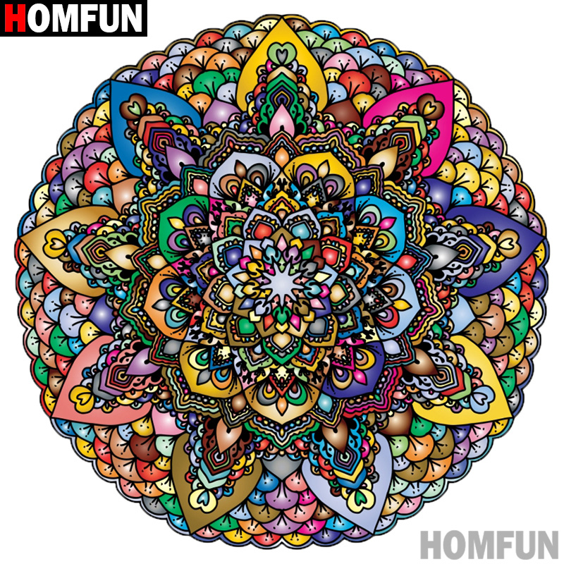 HOMFUN pełna plac/okrągłe wiertło 5D DIY diament malarstwo "religijne Mandala" 3D diament haft Cross Stitch Home Decor A20143
