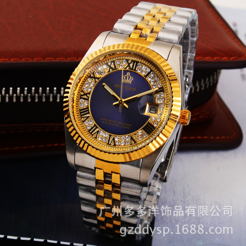 2016 luxo hk reginald marca relógio de pulso ouro azul relógio de quartzo vestido festa 50m resistente à água homem mulher amantes relógios pulso