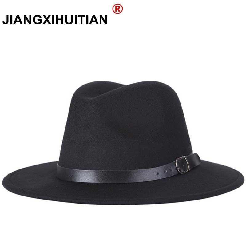 2017 o envio gratuito de 2017 novos homens Da Moda chapéu de feltro das mulheres moda jazz chapéu do verão primavera negra de lã mistura cap casual ao ar livre chapéu