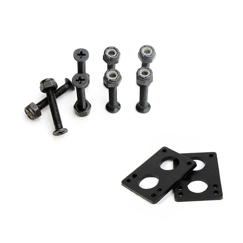 Novo 6mm cor preta junta de borracha 35mm parafusos de utensílios duros peças de skate para longboard parafusos de balancim duplo