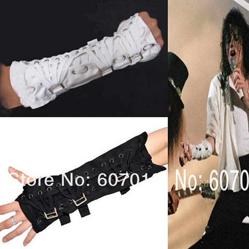 Impersonator Michael Jackson-kostuums Armbrace Stuff BAD Jam Zwart witte katoenen handschoen