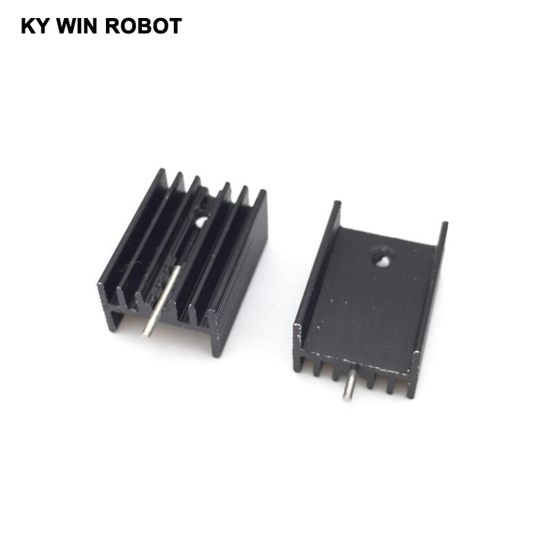 10 Uds. Disipador de calor de aluminio TO-220 TO220 disipador de calor Transistor radiador TO220 enfriador refrigeración negro 20*15*10MM con Pin