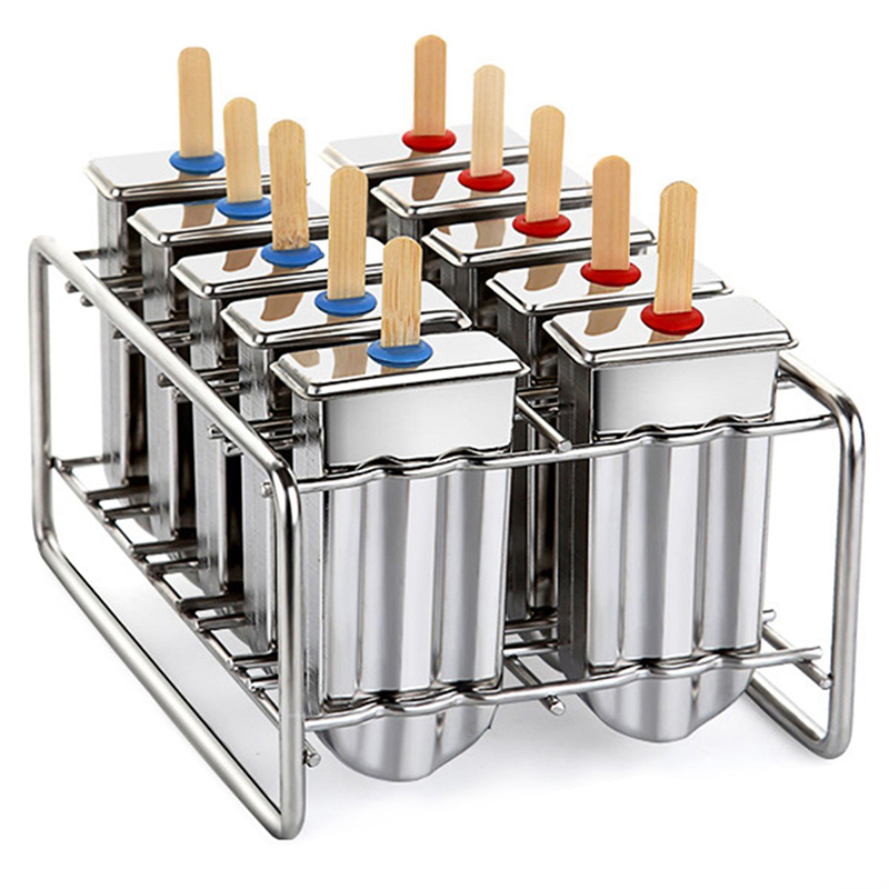 UPORS – Moule à Crème Glacée en Acier Inoxydable, avec Support pour Fabrication de Sucettes Glacées Faites Maison