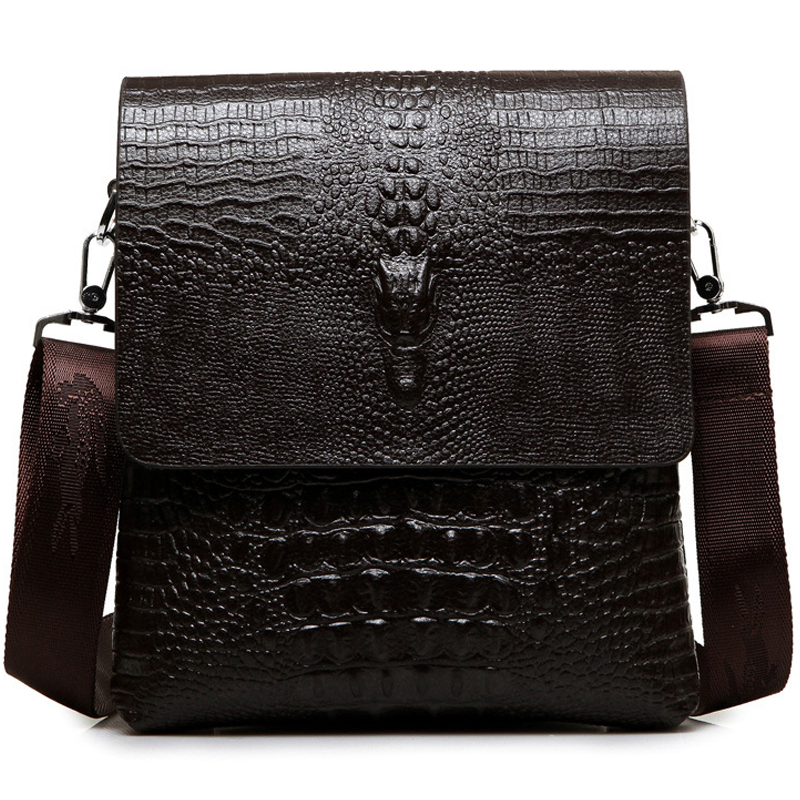 Bolso bandolera de marca de lujo para hombre, bolso de hombro de cocodrilo de negocios de cuero, bolso informal para hombre, bolso cruzado de grano de cocodrilo para hombre