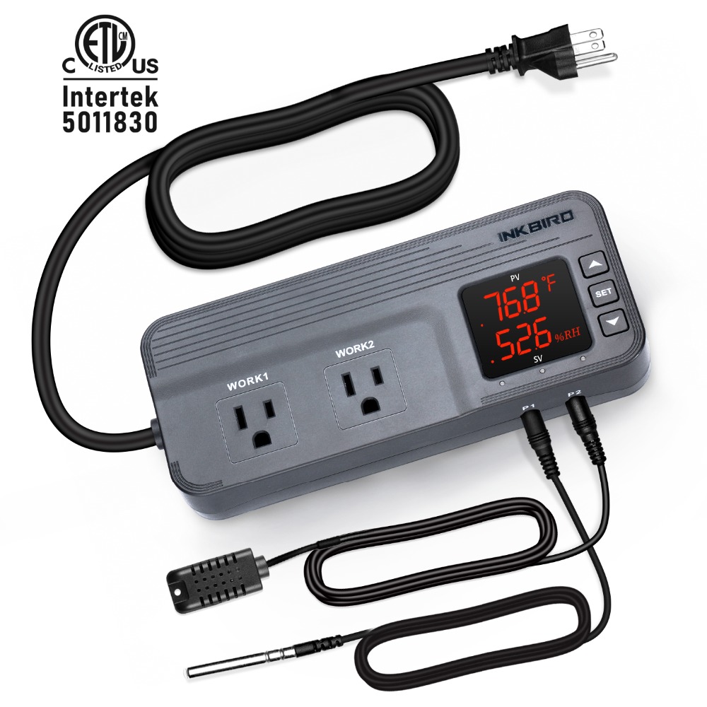 Inkbird – contrôleur d'humidité de température combiné 1800W, 12 périodes, sortie numérique pré-câblée, Thermostat d'humidistat ITC-608T