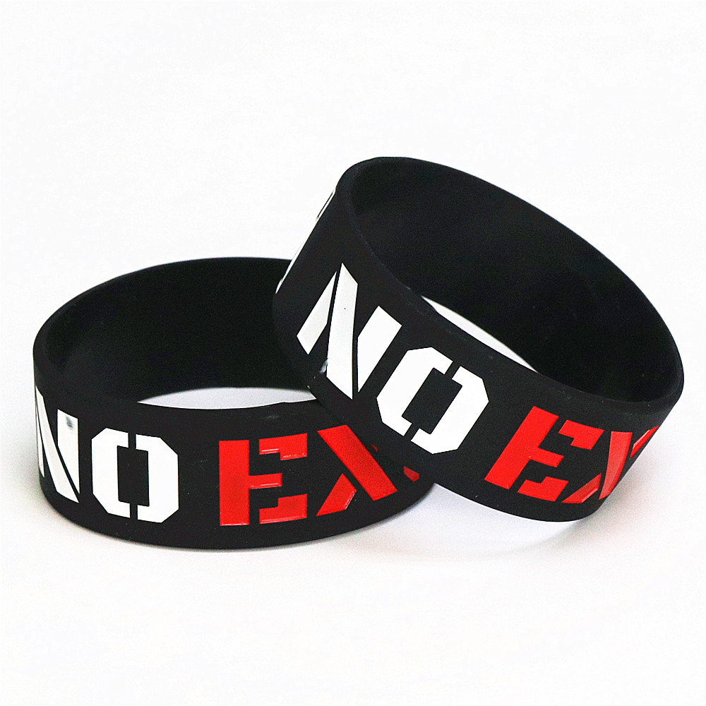 1 PC mode sans excuses Motivation bracelet en Silicone noir 1 pouce de large activités sportives Bracelets en caoutchouc et Bracelets cadeau SH076
