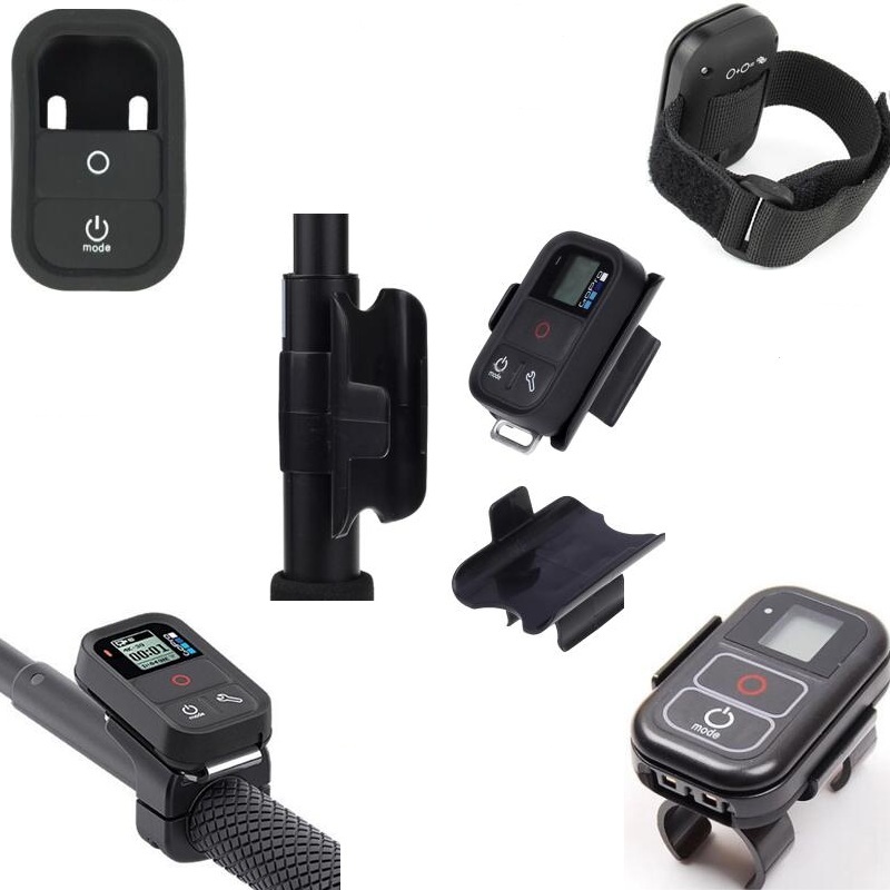Clip de télécommande WiFi/support de montage/dragonne/étui de protection en Silicone/coque pour Gopro Hero 9 8 7 5 3 bâtons de Selfie monopode